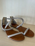 Massimo Sandalen mit Strass | Beige-Grau | Wie Neu | Gr. EU 7 1/2