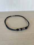 FOSSIL Herren Leder & Edelstahl Armband Set | Schwarz/Silber | Guter Zustand
