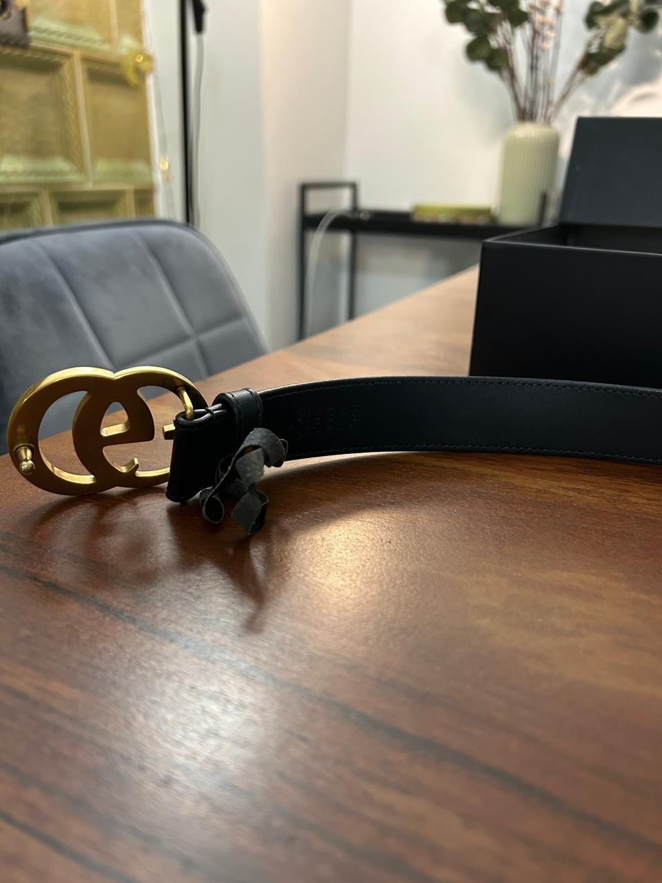 Gucci GG Marmont Belt Black/Gold, Size 75, Very Good Condition