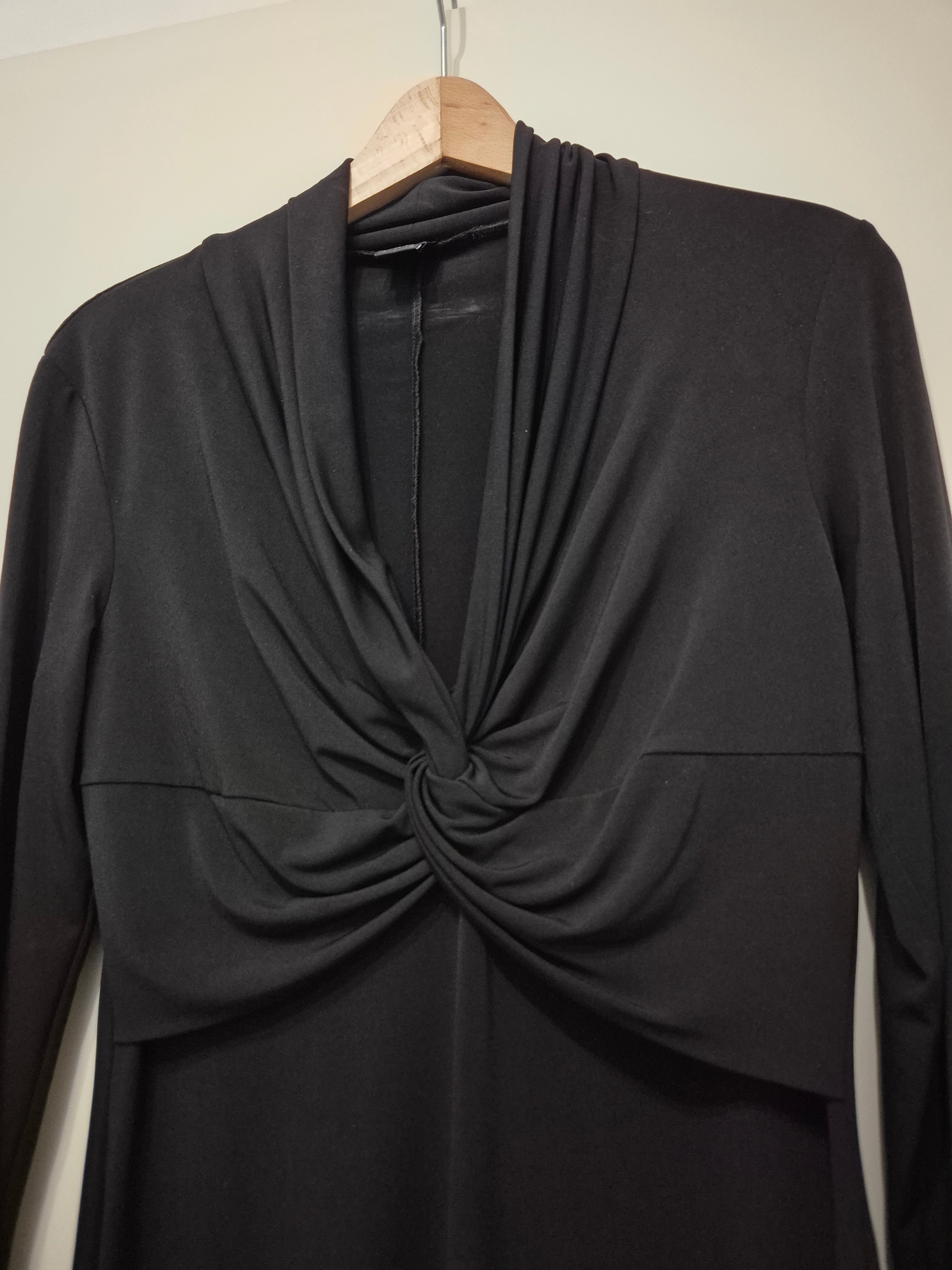Black Esprit Twist Front Dress, Size L, Very Good Condition, 88cm Long