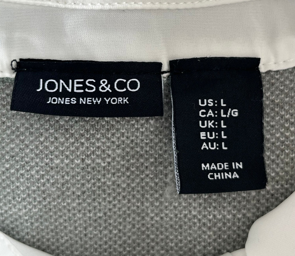 Jones & Co Damen Argyle Pullover, Teal, Größe L – beschädigt