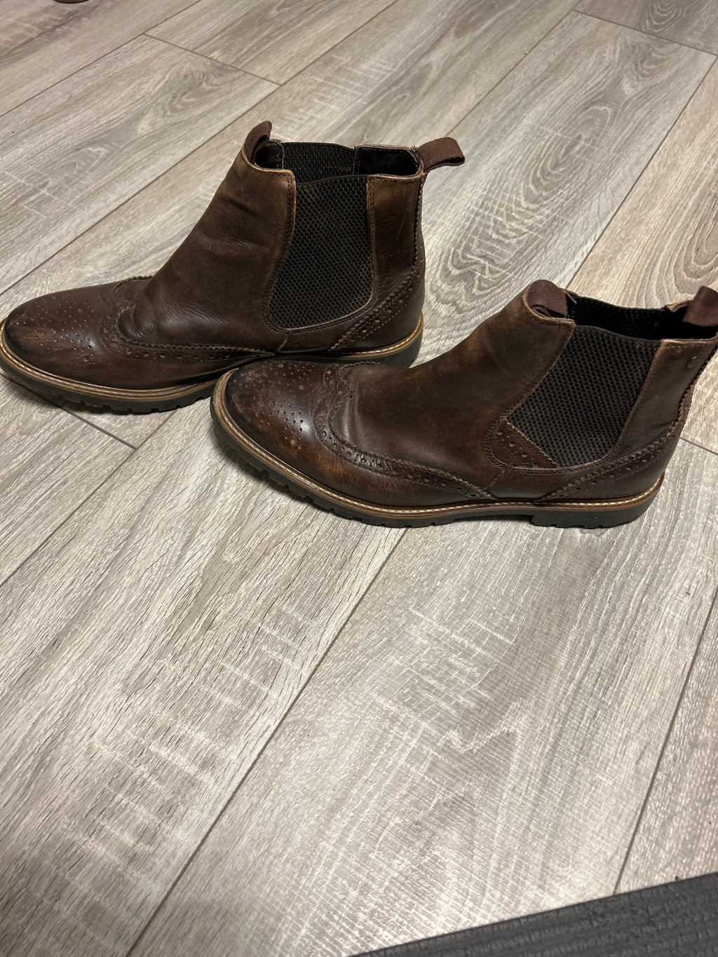 Florsheim Streets Chelsea Gore Brogue Boots Leder Braun EU 43 Normalgebrauch