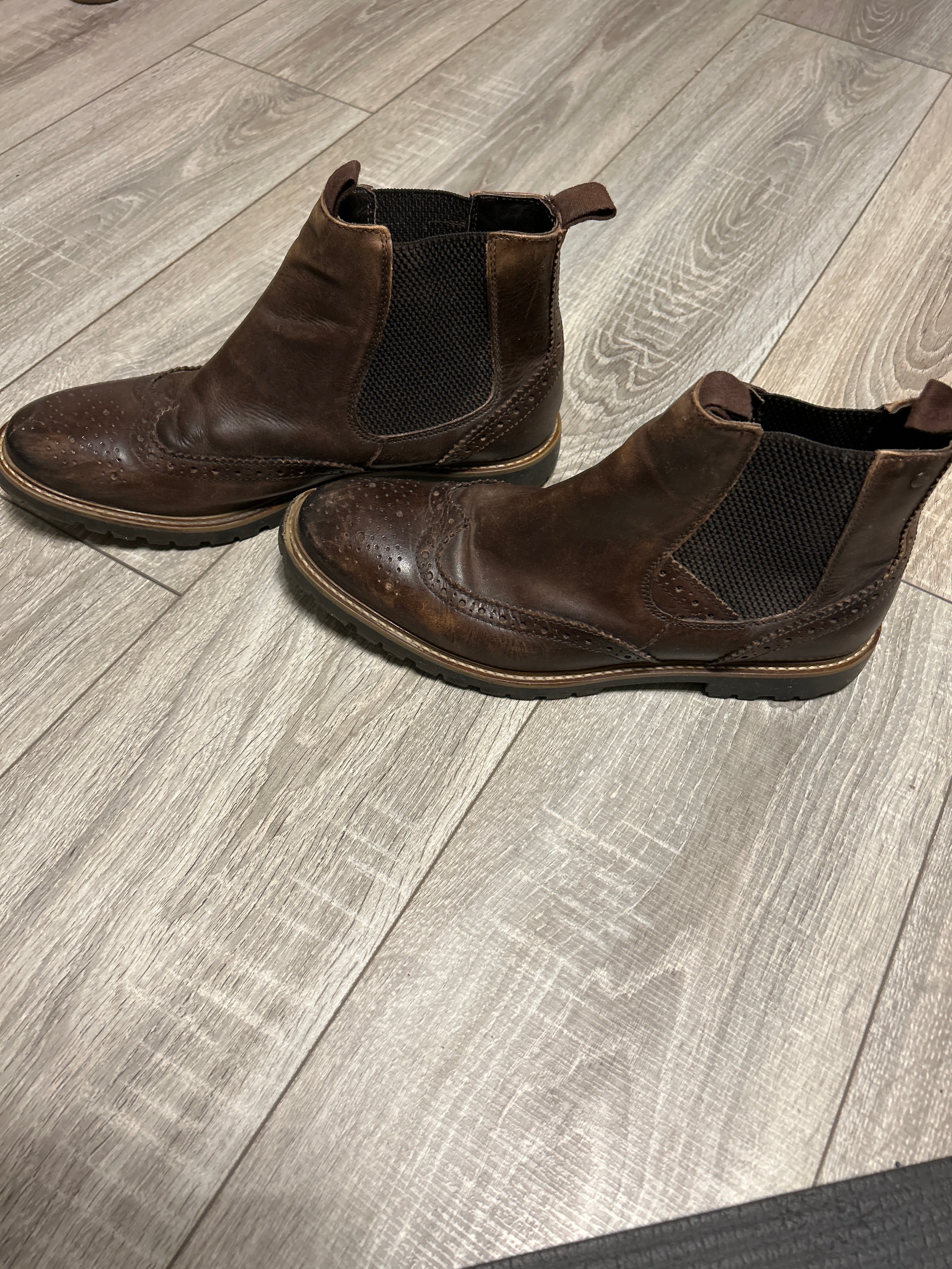 Florsheim Streets Chelsea Gore Brogue Boots Leder Braun EU 43 Normalgebrauch