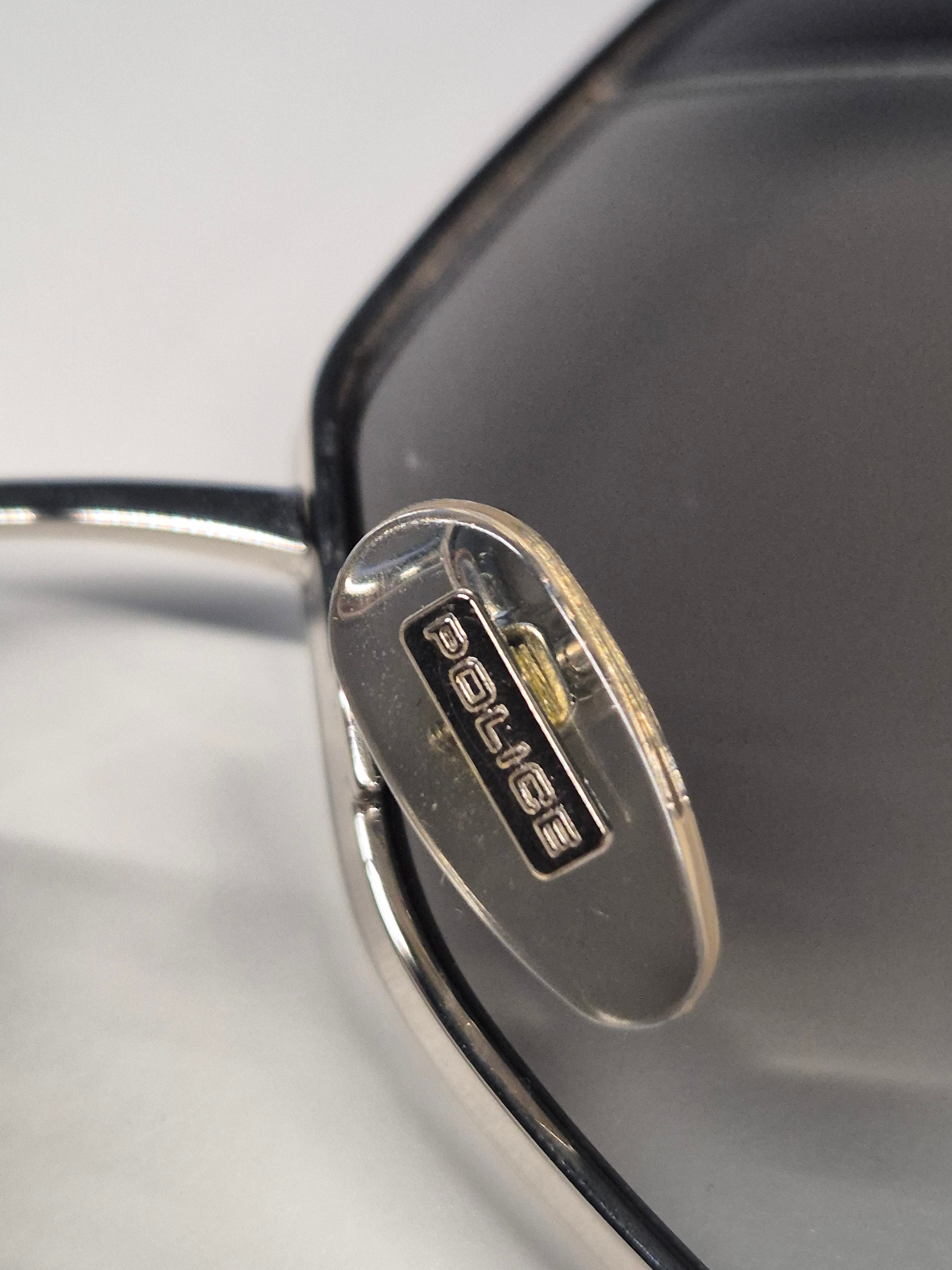 POLICE Octagon Sunglasses, Metal, Silver, Size 53x19 140, Very Good