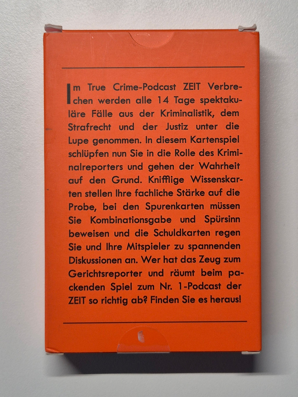 ZEIT Verbrechen Card Game – Die Zeit – Orange – Standard Size – New & Sealed