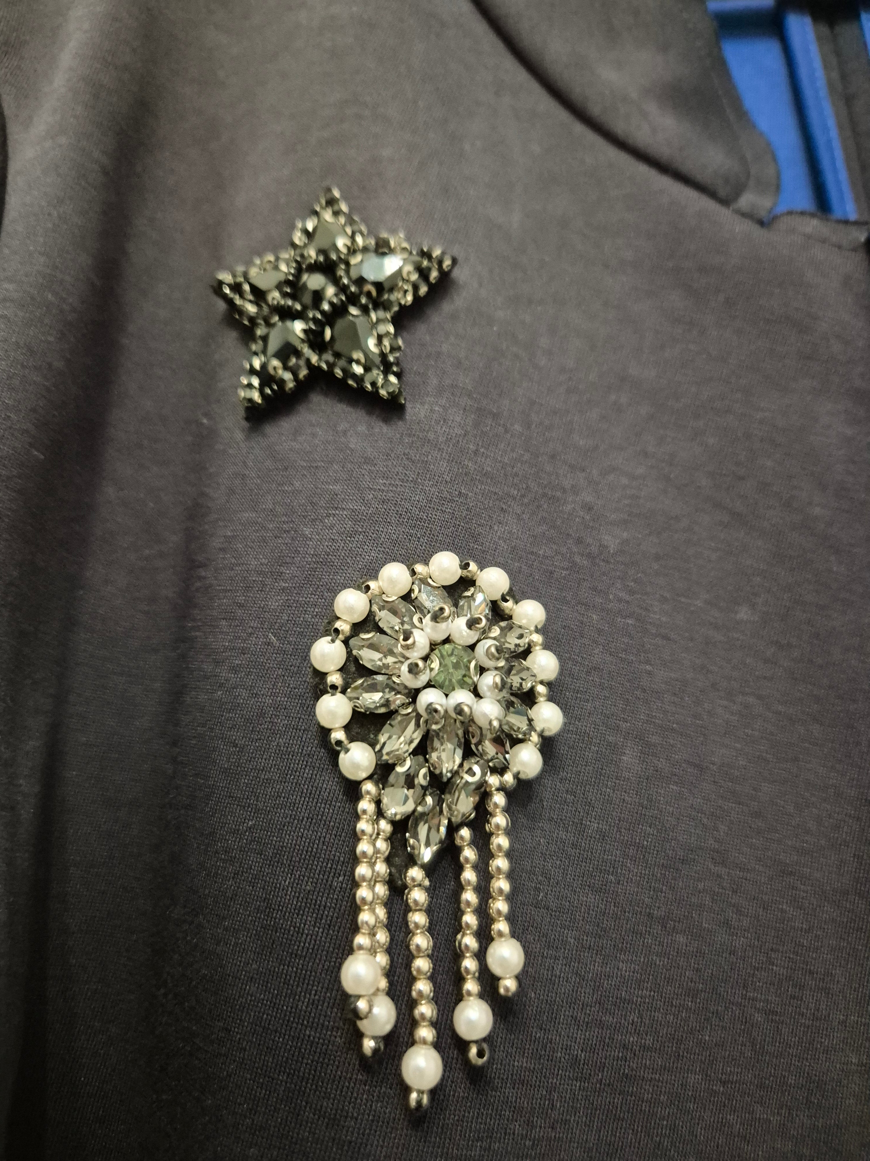 Rich & Royal Mantel, Gr. L, dunkelgrau/blau, verziert, guter Zustand