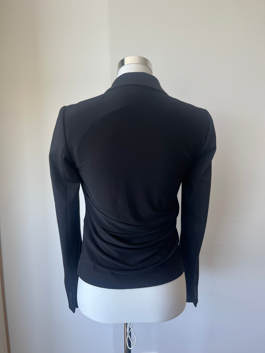 T TAHARI Damen Blazer Schwarz Kariert Ein-Knopf Größe M – Sehr Gut
