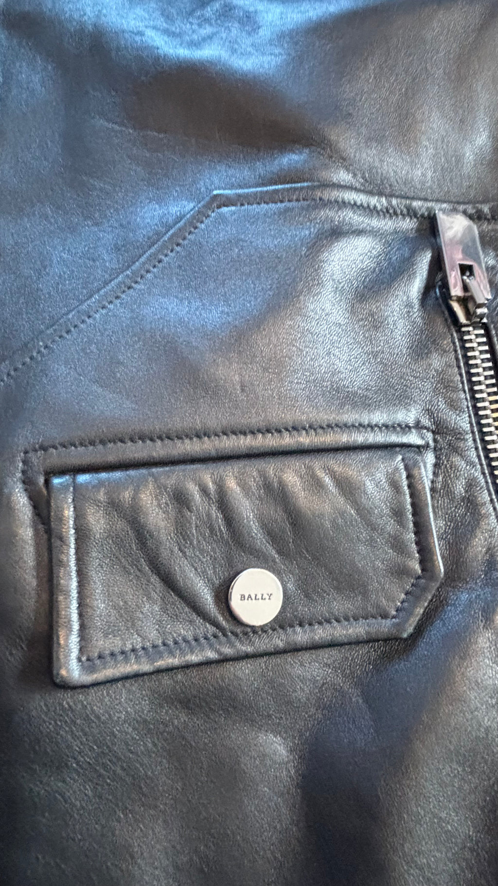 Bally Herren Bikerjacke Lammleder Schwarz EU 50 / US 40 Sehr Gut