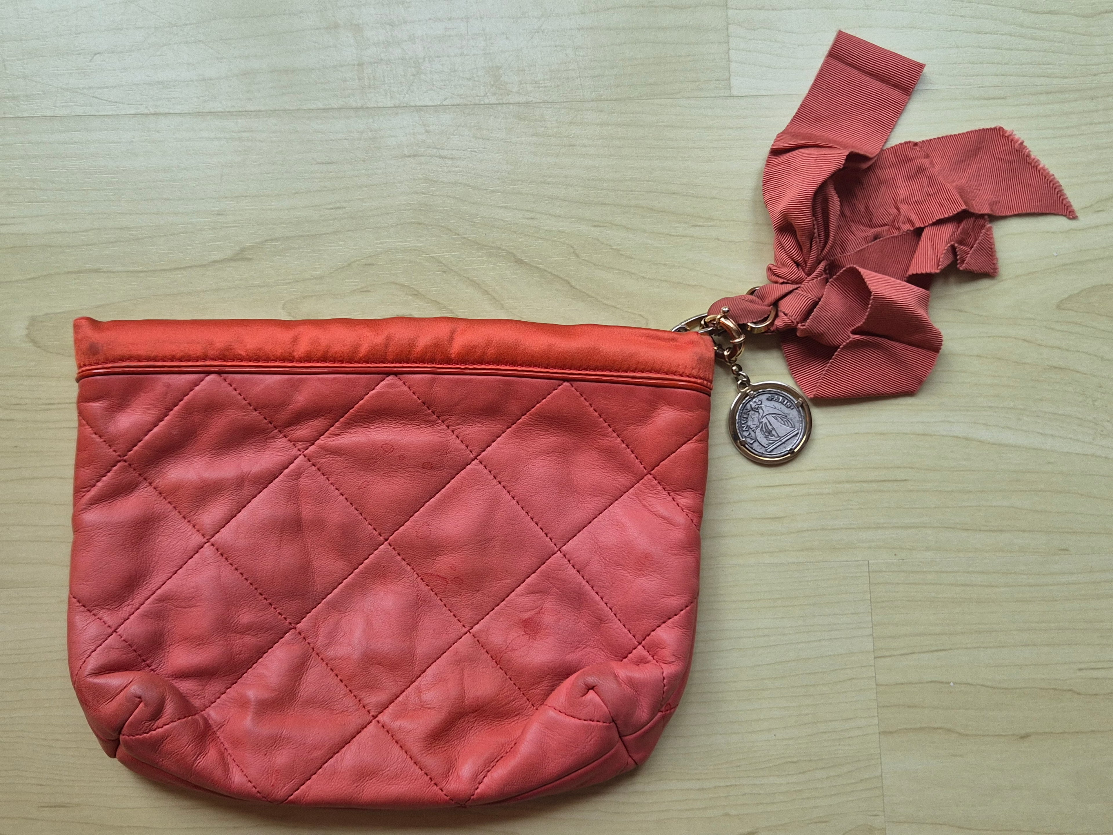 Lanvin Amalia Kosmetiktasche/Clutch Leder Steppung Rot | Guter Zustand