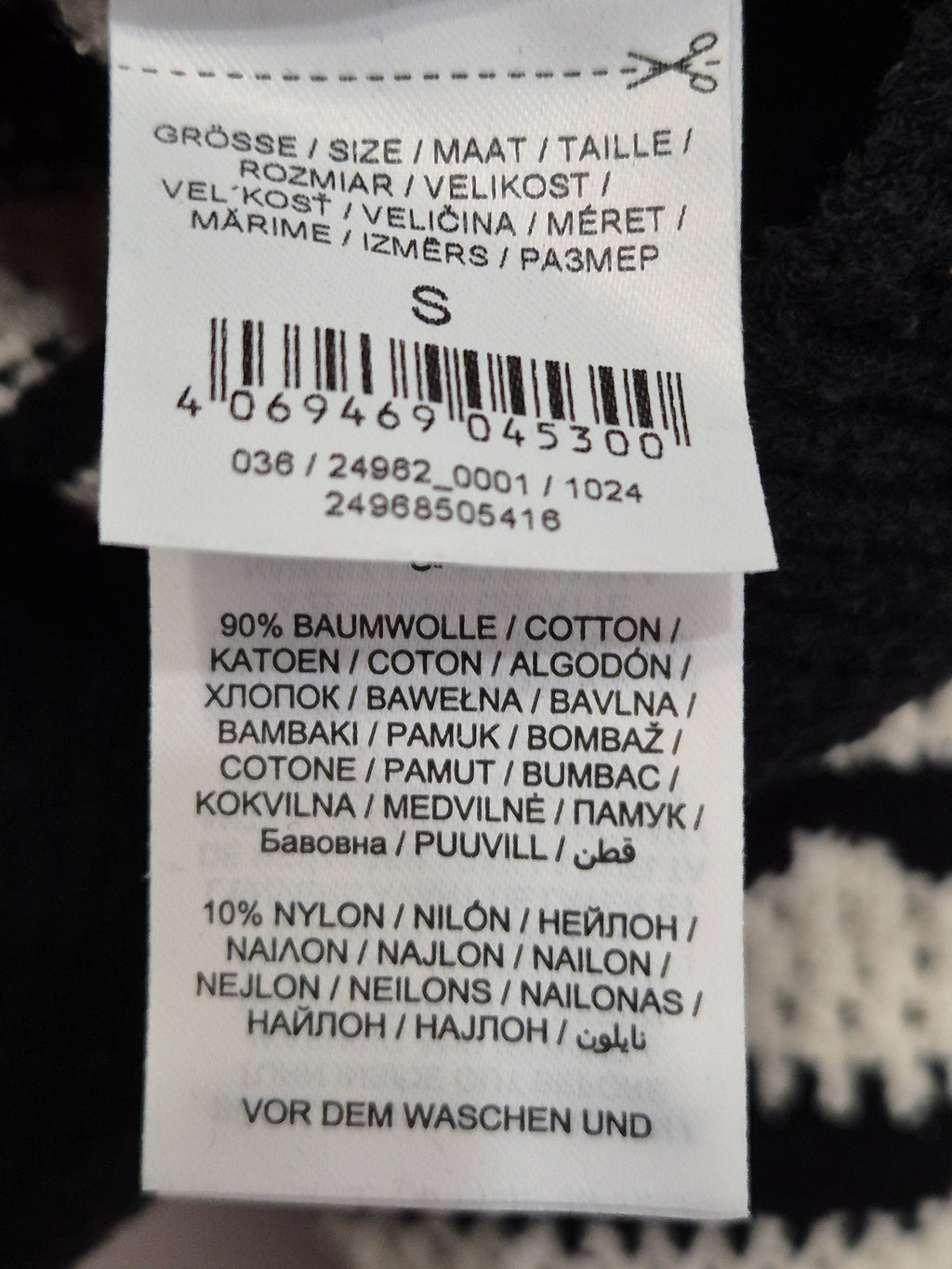 Jake's Striped Knit Pullover S Schwarz/Weiß 90% Baumwolle Zustand Gut