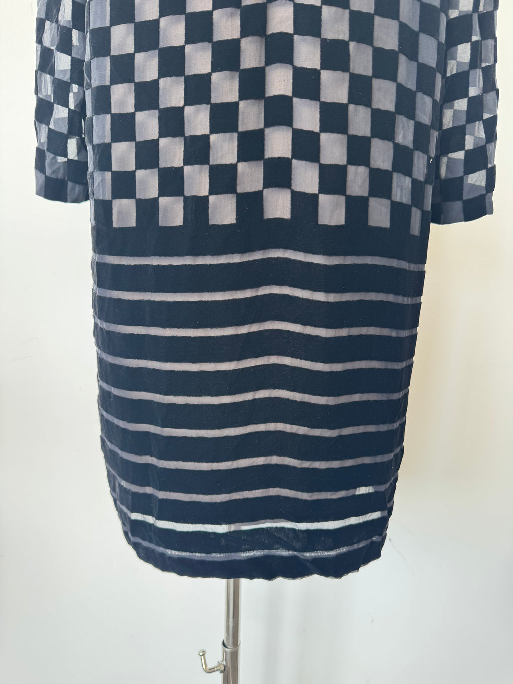 Stella McCartney Kleid Seide Kariert Schwarz Grau EU 40 Sehr Gut