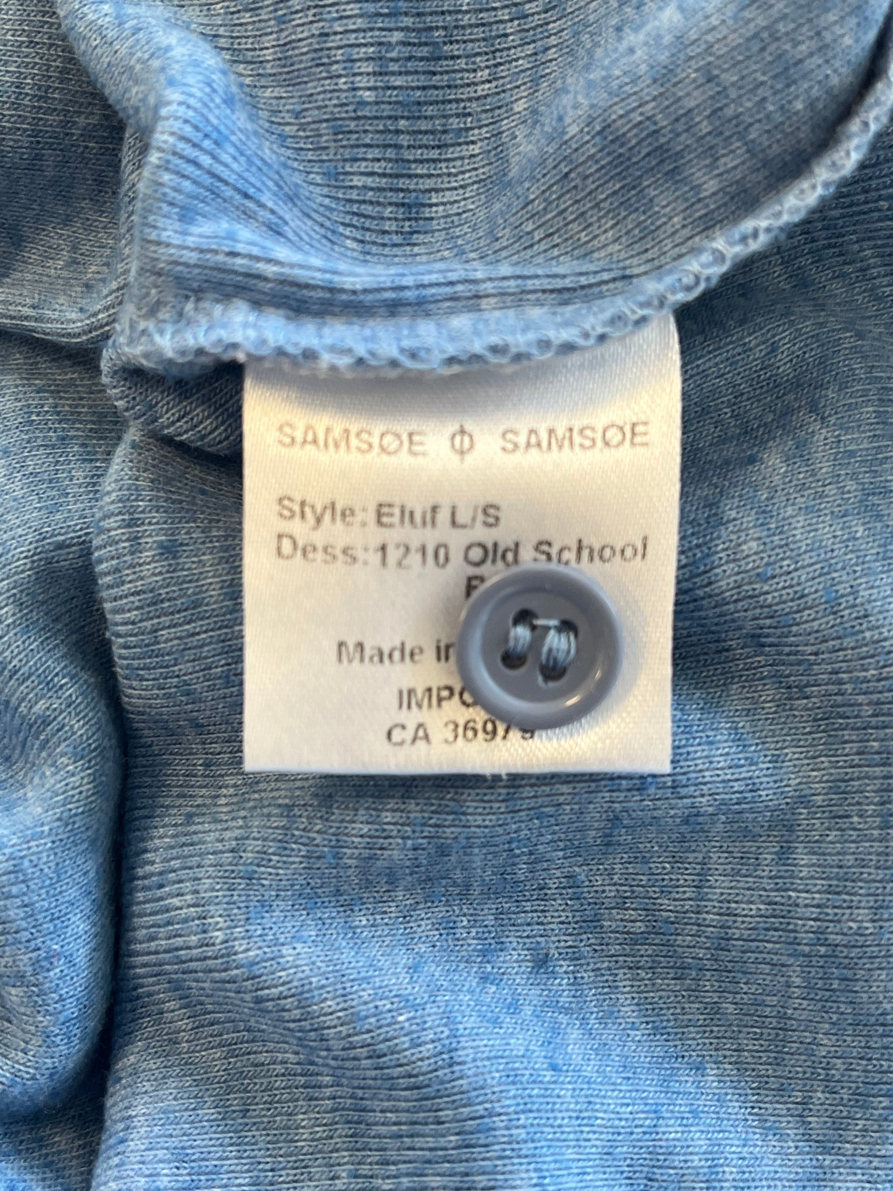 Samsøe Samsøe Men’s Long-Sleeve Henley, Blue, Size M, Very Good