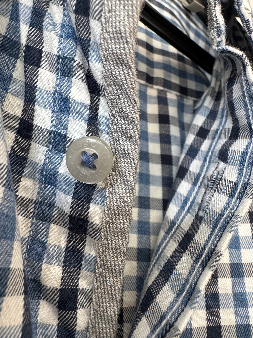Bugatti Herrenhemd Fine Twill – Blau/Weiß Kariert, XL, Sehr Gut