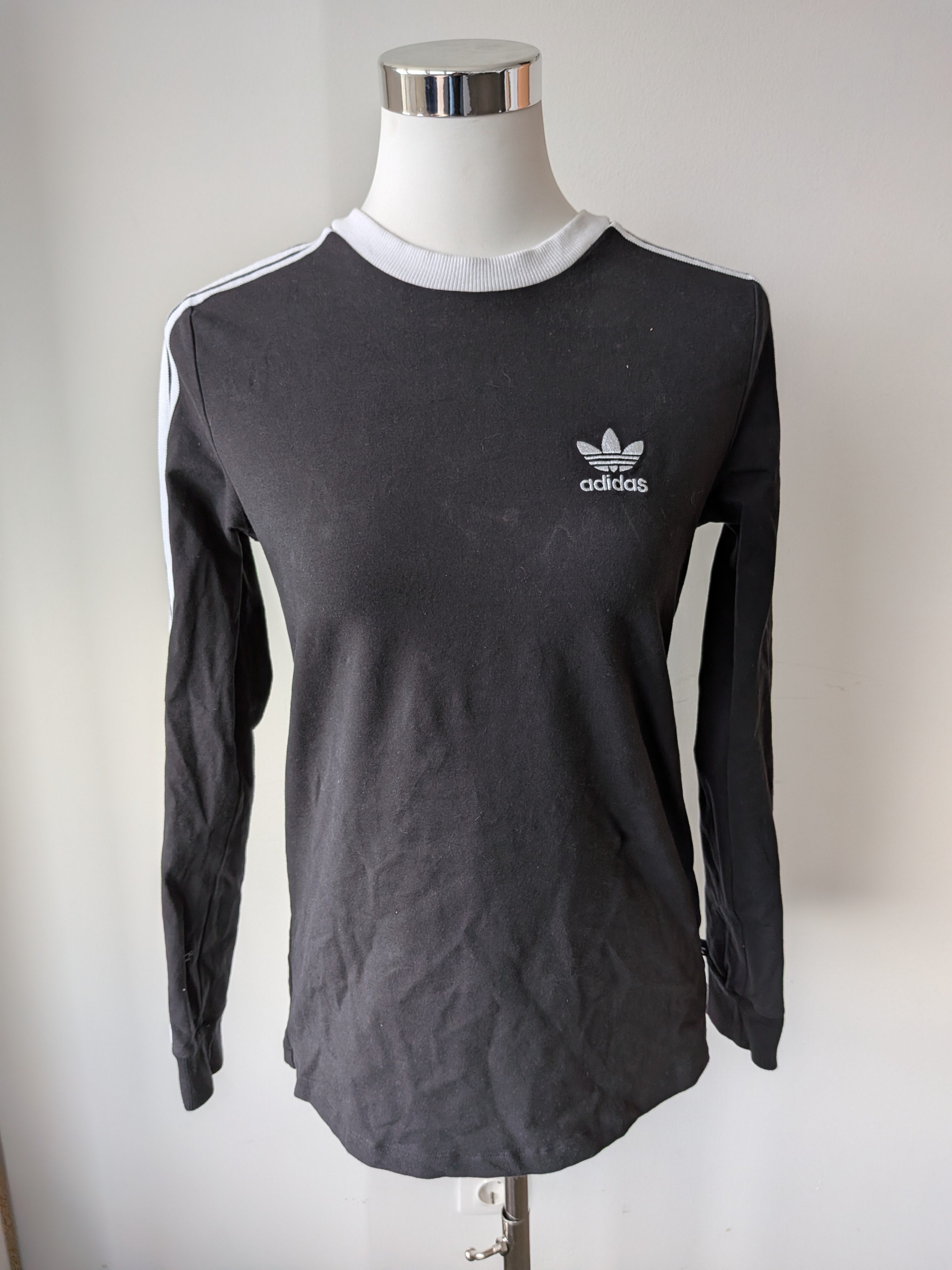 Adidas Originals 3-Stripes Langarmshirt Damen, Schwarz, Gr. M, Sehr gut