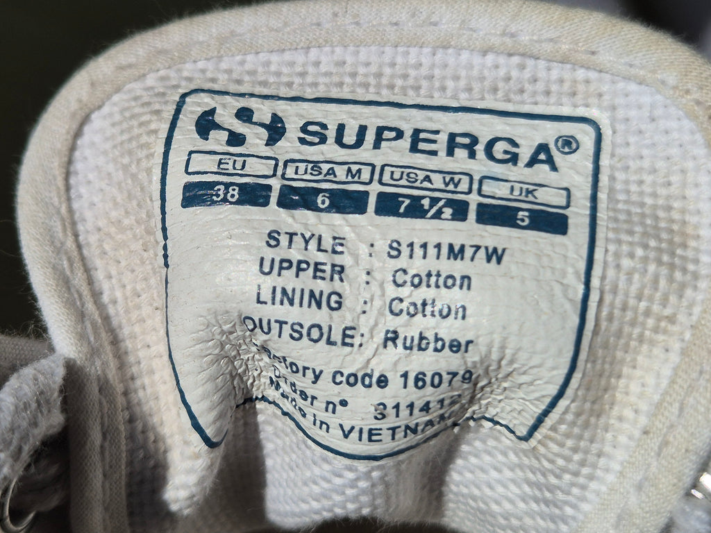 Superga 2750 „Gum Lettering“ – Weiß, EU 38, Gebraucht