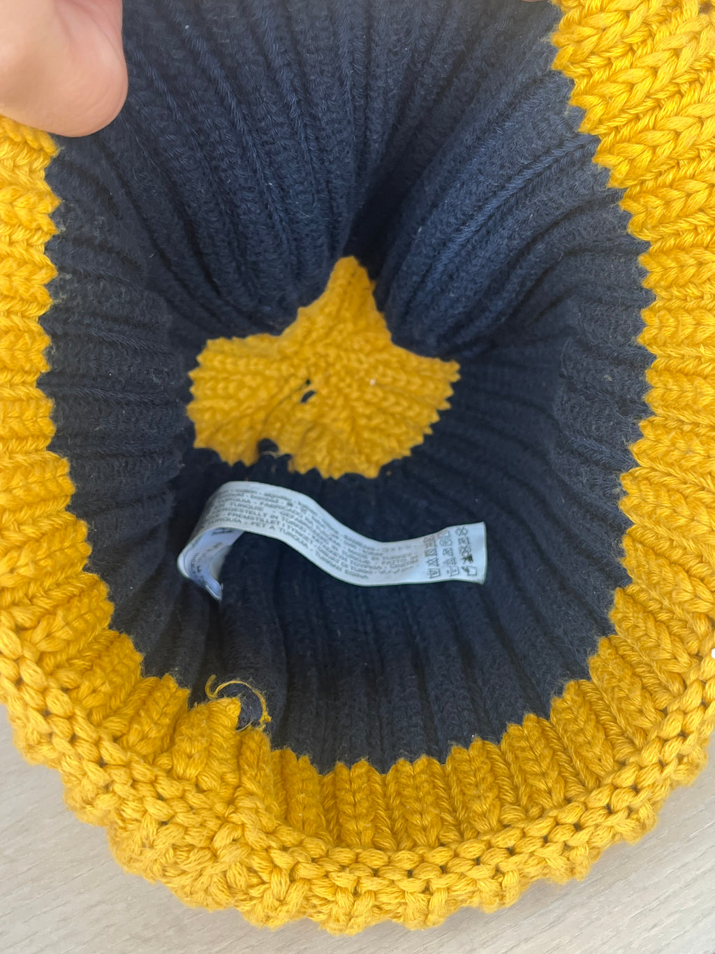 Zara Colour-Block Beanie M Acryl Blau/Gelb Gut