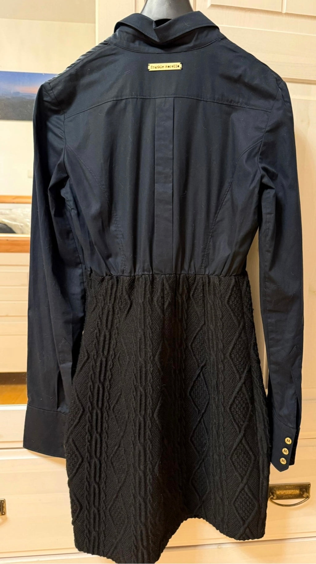 Frankie Morello Shirt & Knit Mini Dress IT 40 XS | Navy/Black | Very Good