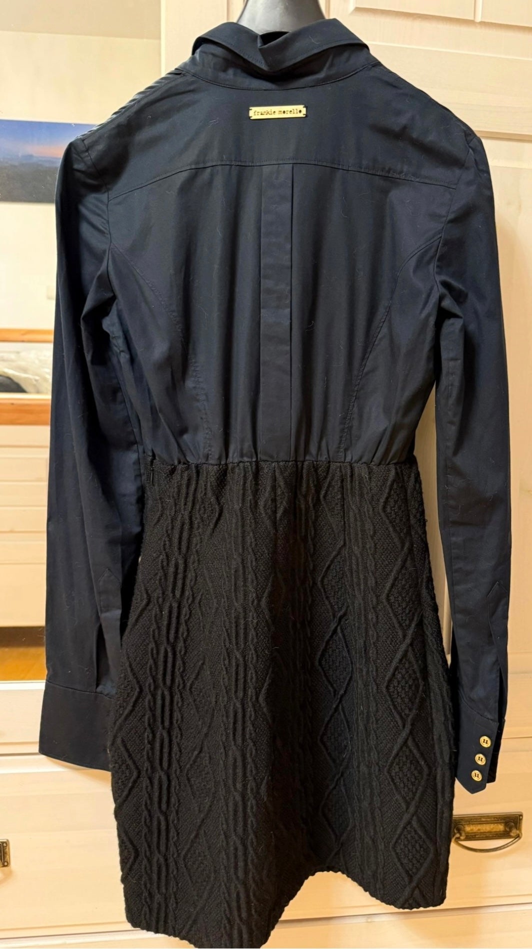 Frankie Morello Shirt & Knit Mini Dress IT 40 XS | Navy/Black | Very Good