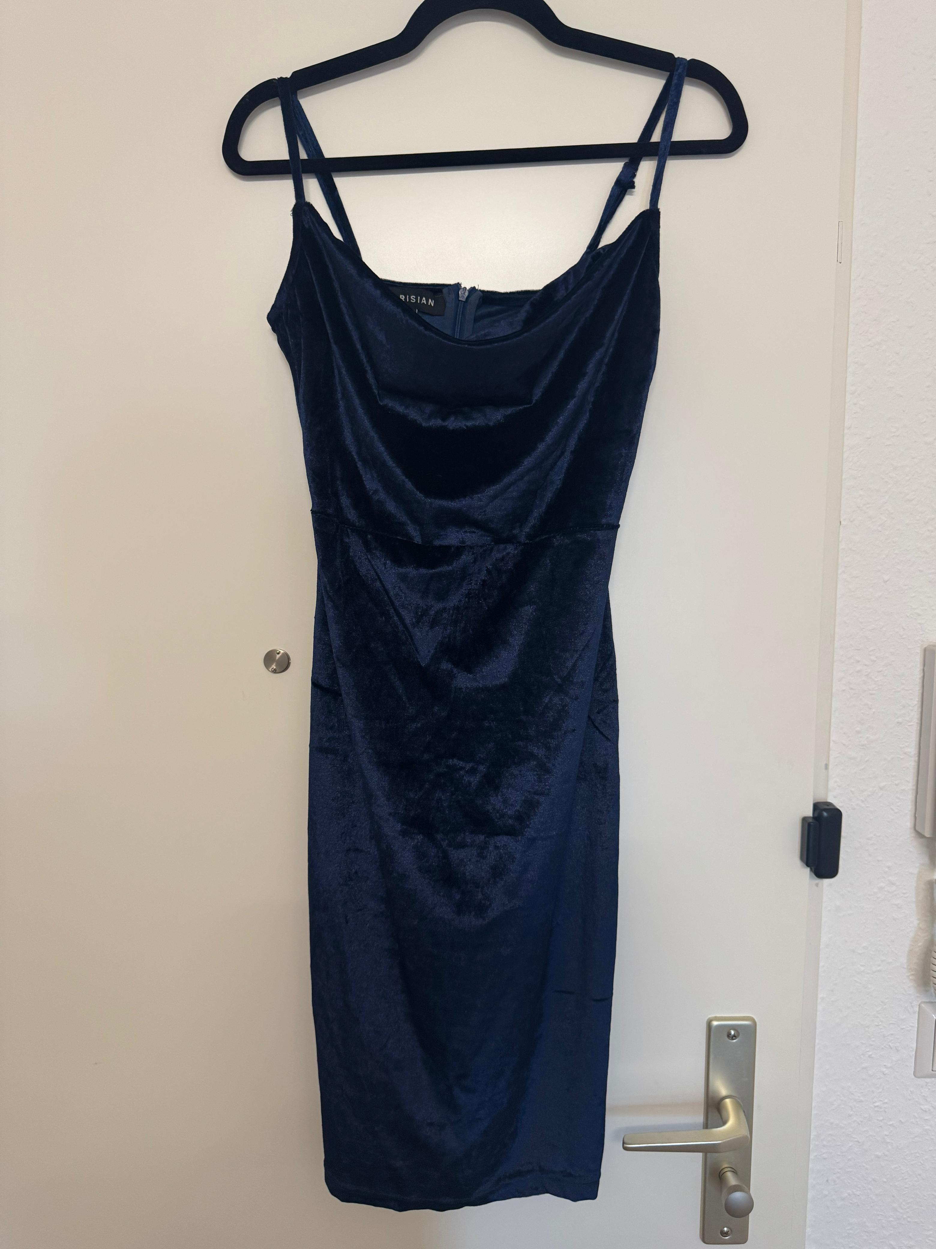 Parisian Slip Velvet Dress – Navy, Size 38, Like New
