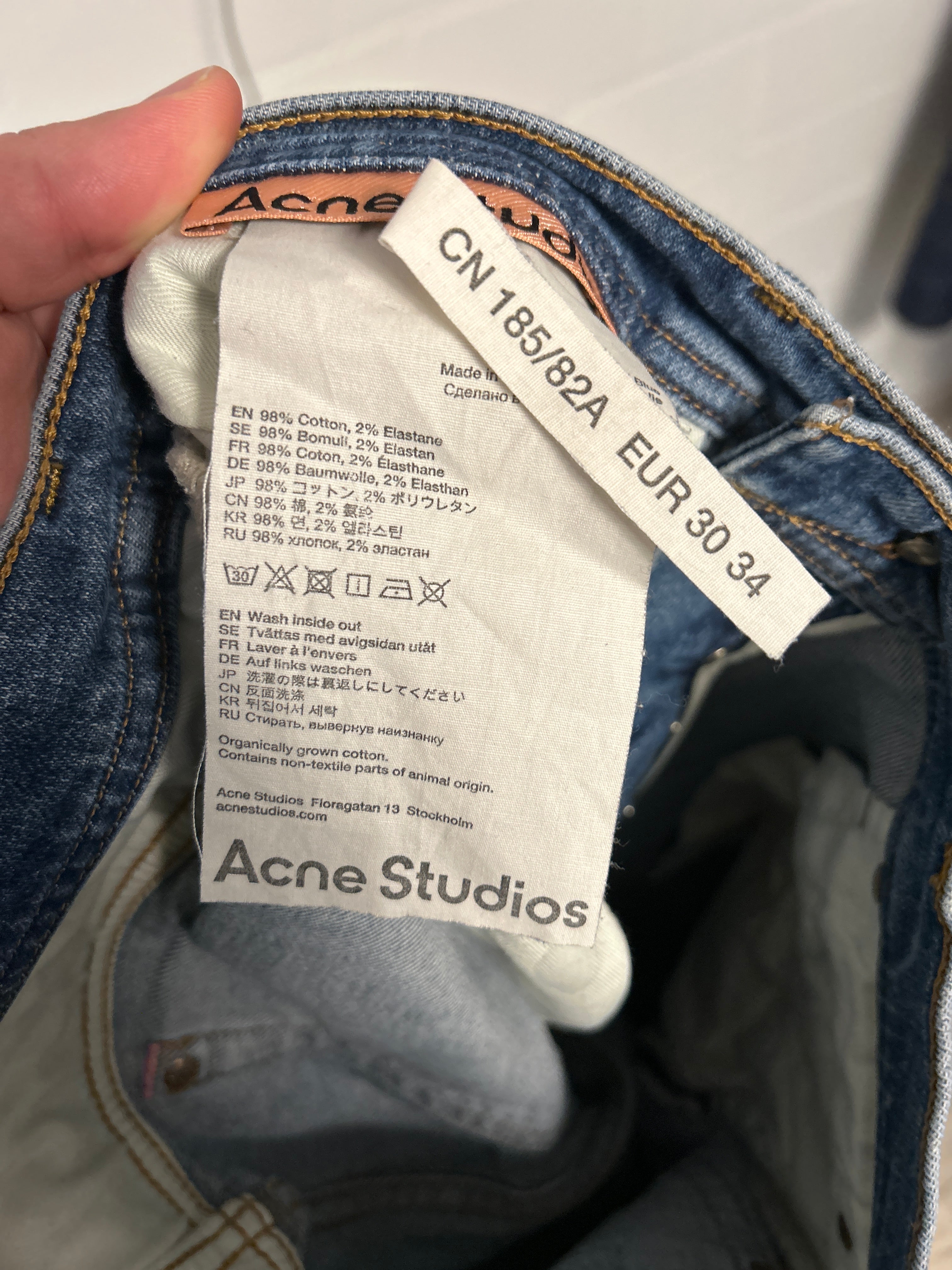 Acne Studios River Mid Blue Jeans W30 L34 – Sehr guter Zustand, Made in Italy