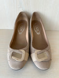 Tod's Damen Pumps Wildleder Schnalle Beige EU 35 Gut