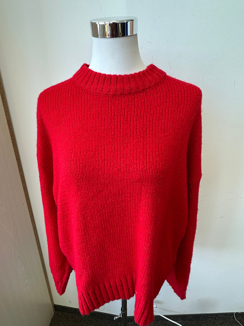 NA-KD Oversized Knit Sweater Red Large Very Good Condition