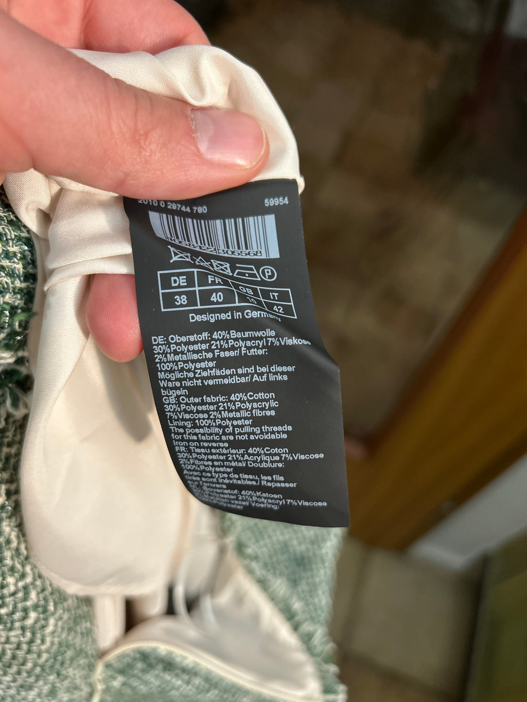Hallhuber Tweed Kleid – Bouclé, Grün/Weiß, Gr. 38, Sehr guter Zustand