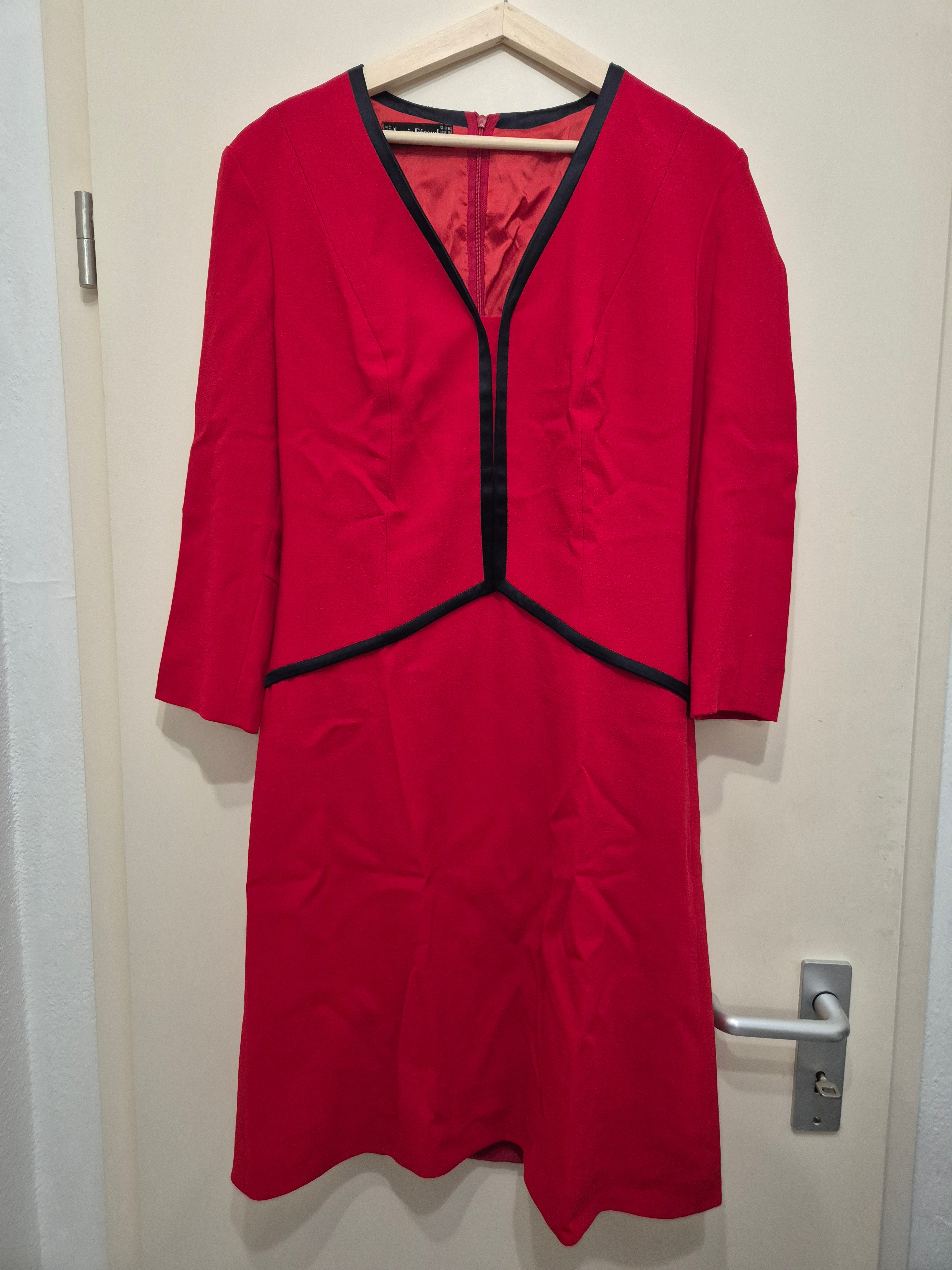 Louis Féraud Wollkostüm, Rot/Schwarz, Gr. 38, Made in Germany, guter Zustand