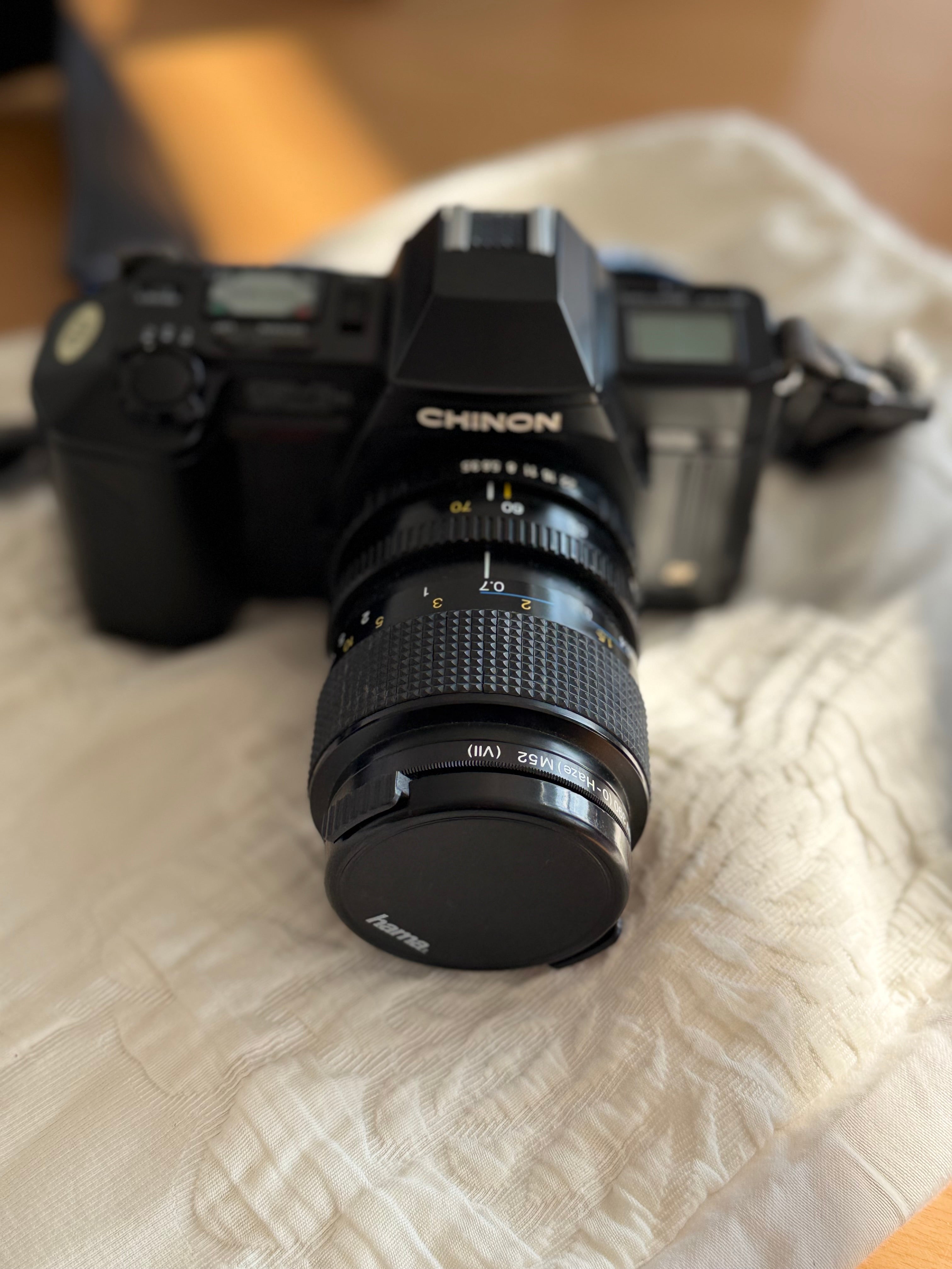 Chinon CP-7m 35mm SLR Schwarz + 35-70mm Zoomobjektiv – Pentax-K, guter Zustand