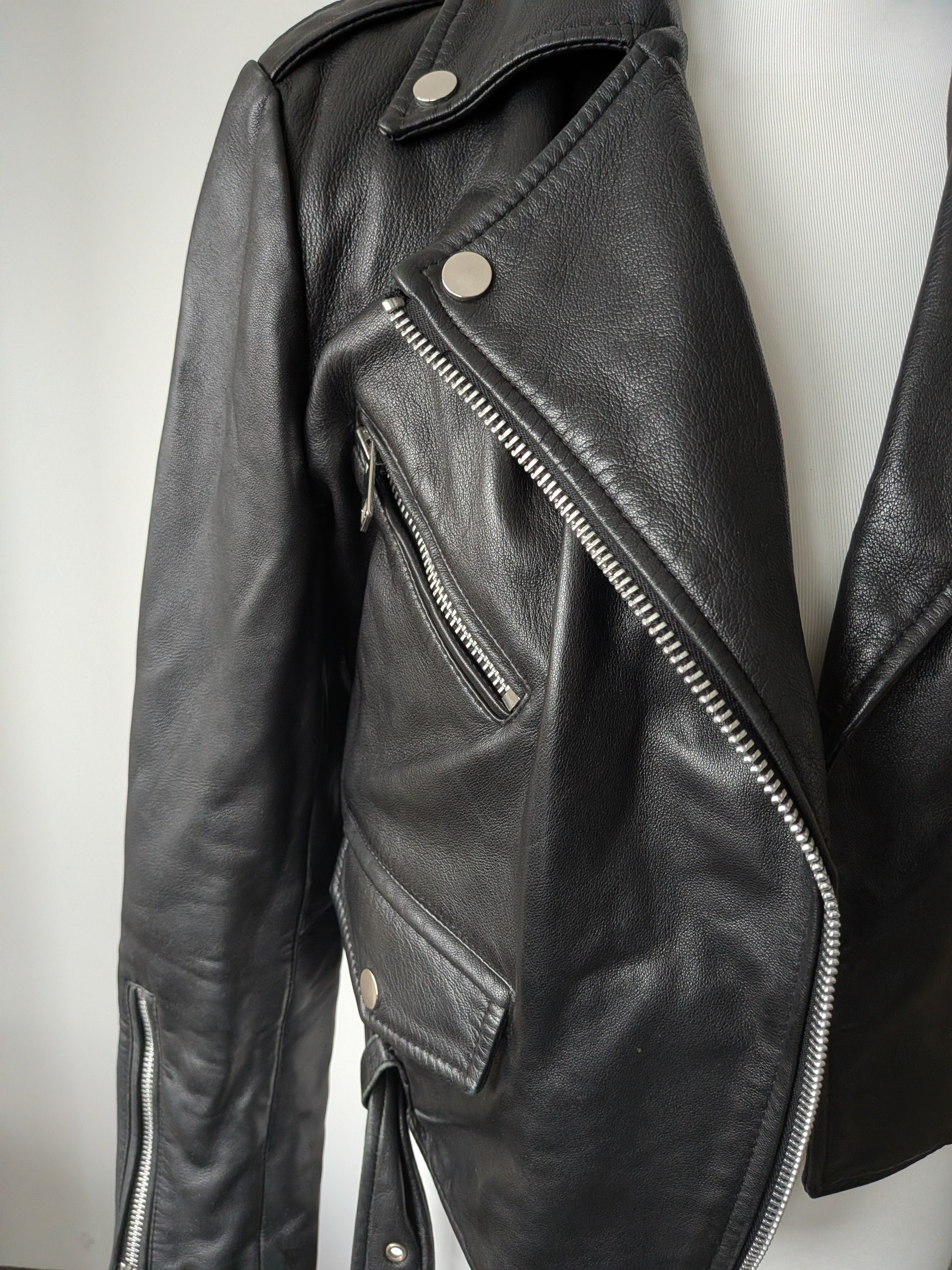 Walter Baker 100% Lammleder Moto Jacke Schwarz Gr. S – Guter Zustand