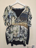 Margittes Tunika/Bluse 46 – Collage-Print, Schwarz, Sehr Gut