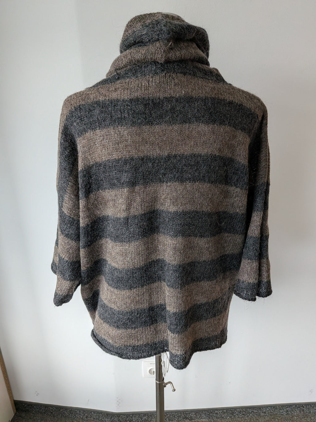Marc O’Polo Mohair Striped Turtleneck Sweater Grey/Black, Size M, Very Good