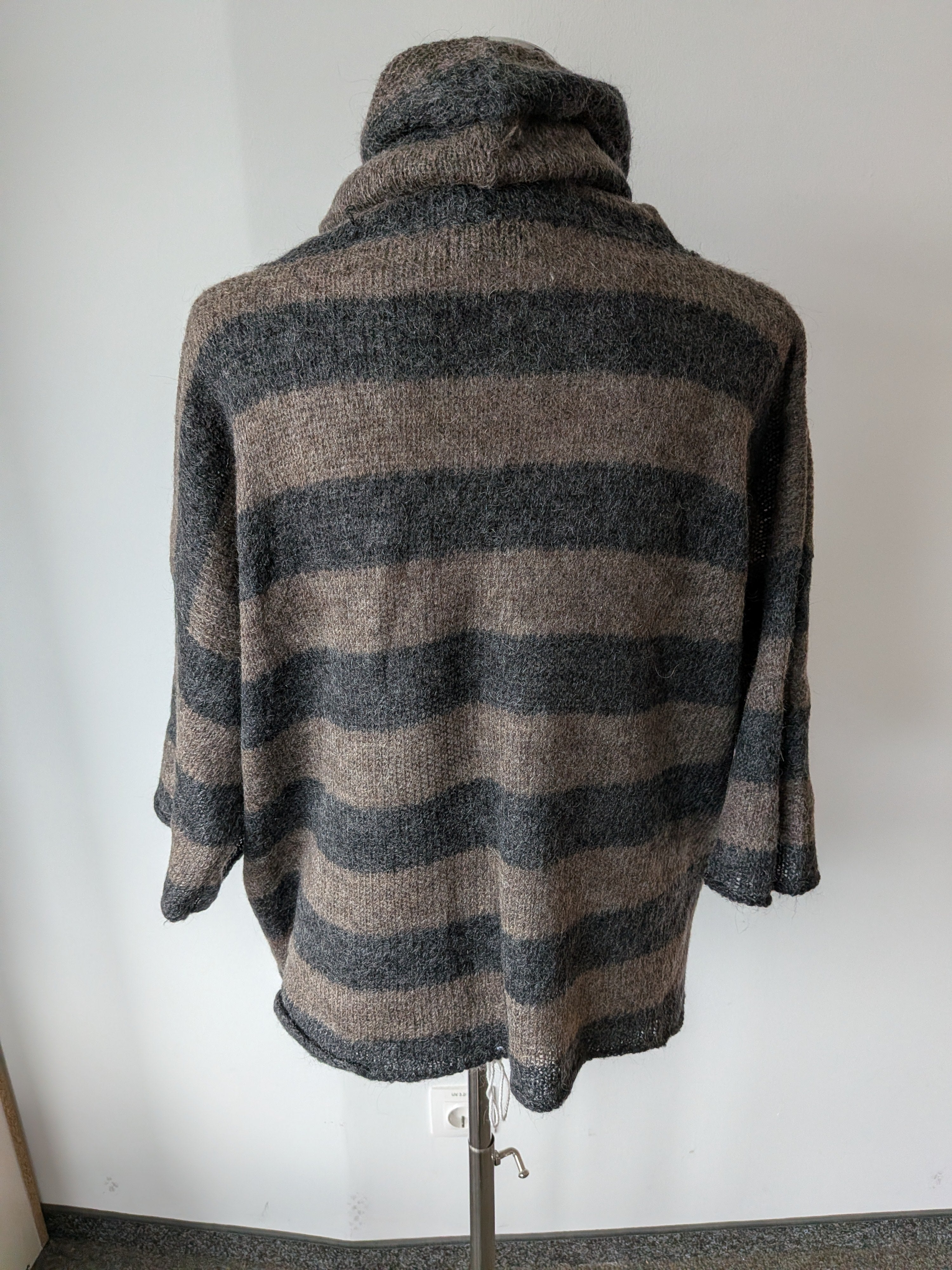 Marc O’Polo Mohair Striped Turtleneck Sweater Grey/Black, Size M, Very Good