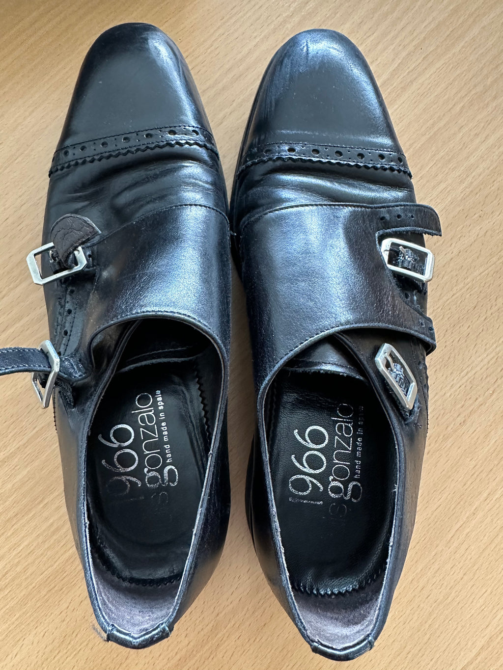 Luis Gonzalo Double-Monk Strap Leather Shoes Black EU 37 – Good Condition
