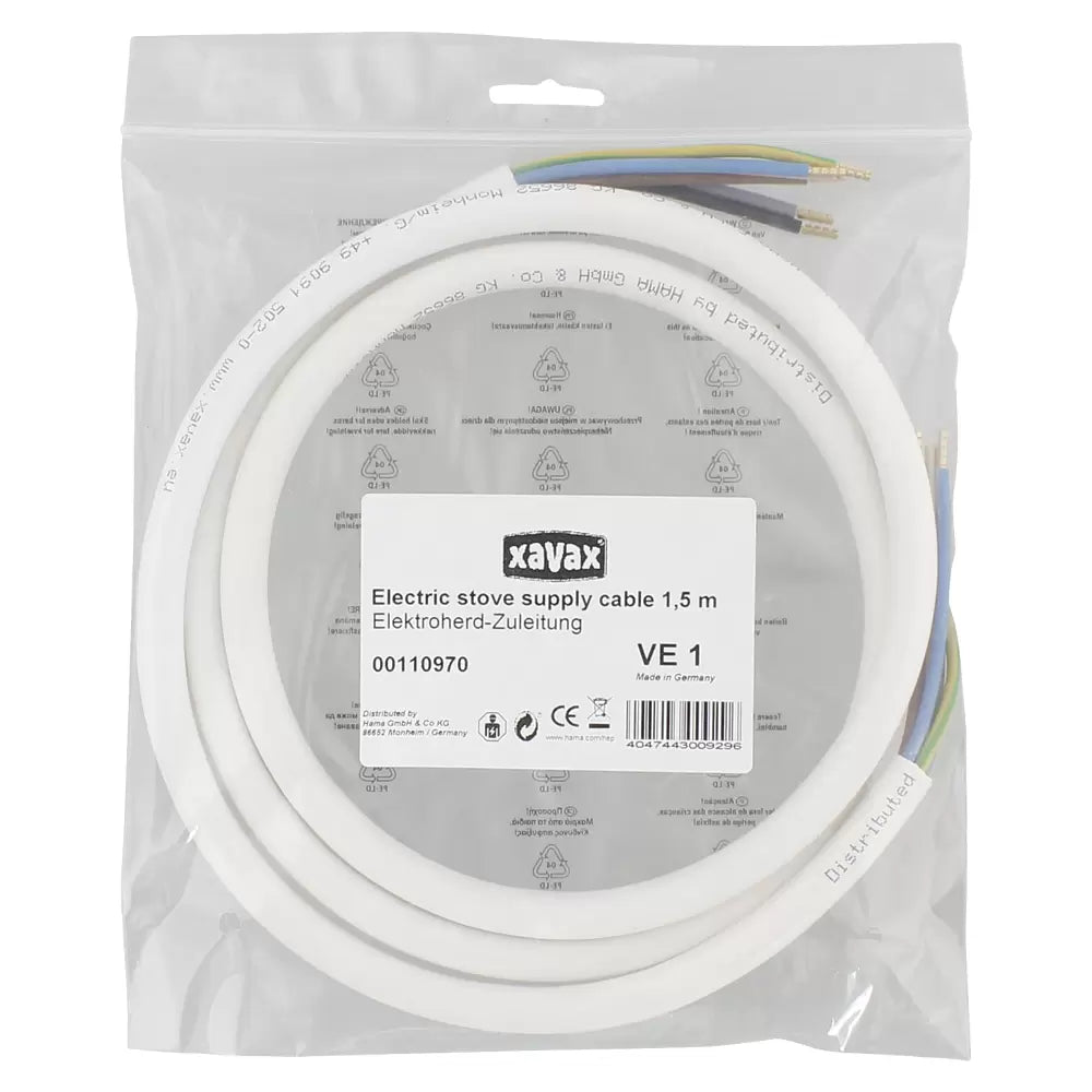 Wie Neu! Xavax Elektroherd Anschlusskabel 1,5m | 5×2,5mm² | 400V | Weiß