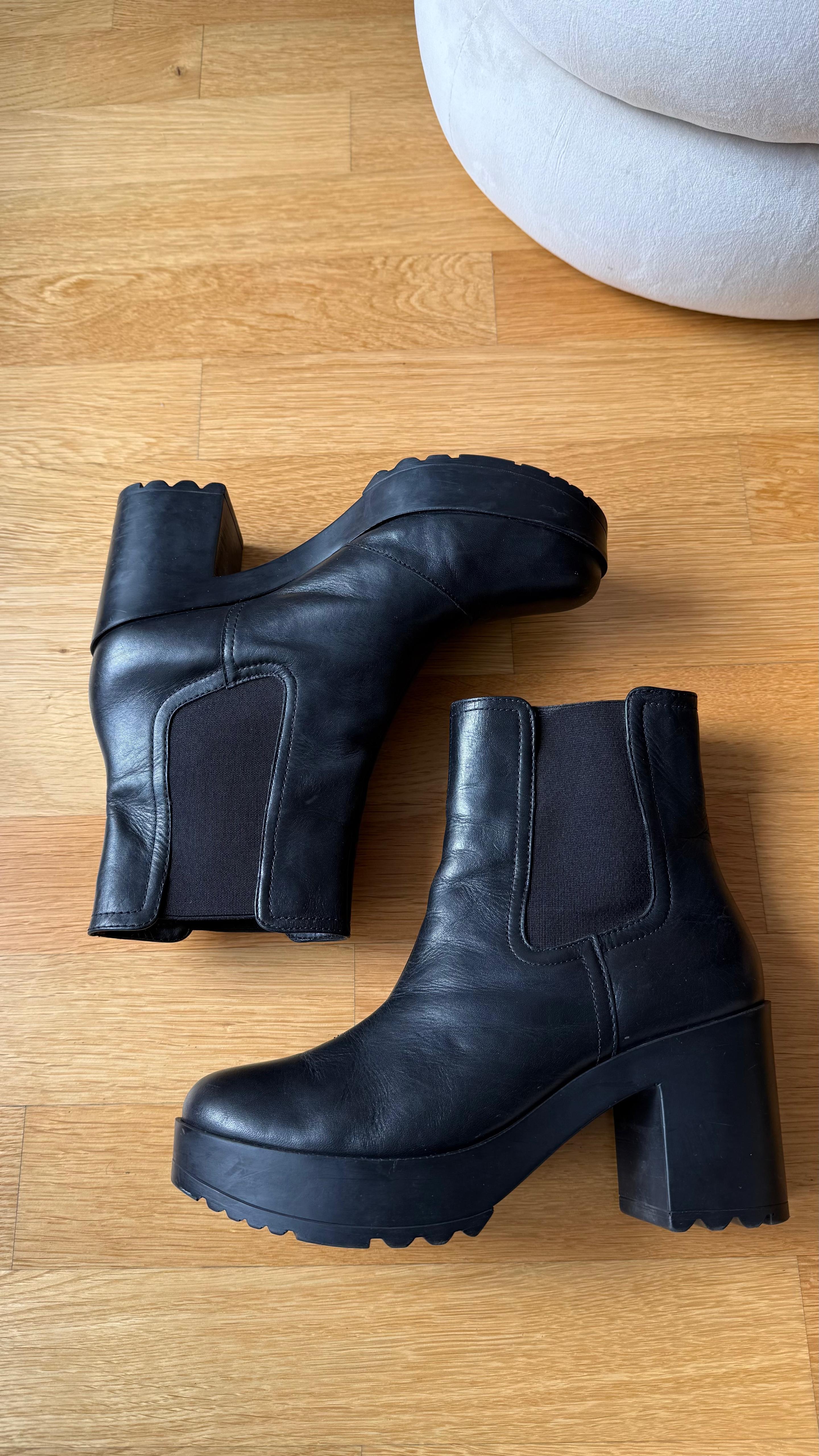 San Marina Chelsea Stiefeletten | Leder | Schwarz | Blockabsatz | Gr. 39 | Guter Zustand