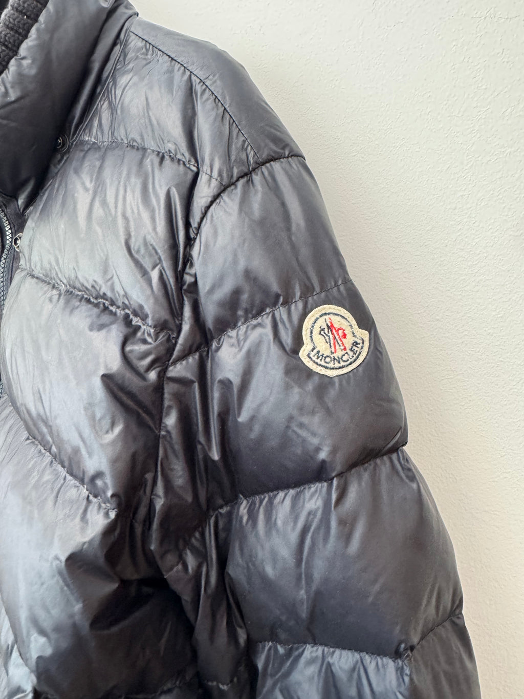 Moncler Maya Herren Daunenjacke Gr. 5 (L/XL) Schwarz – Sehr gut, Puffer, Strickkragen