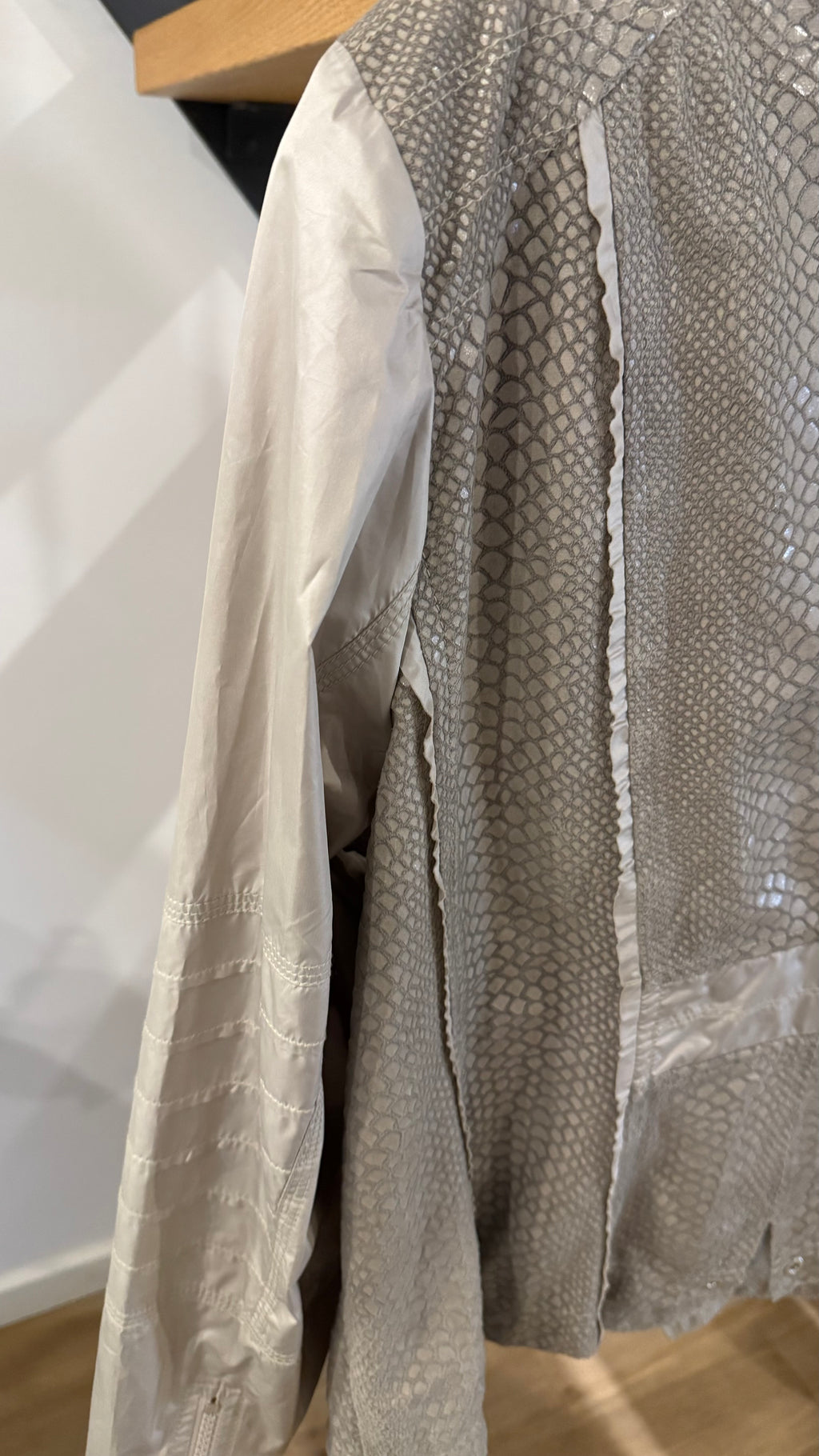 Airfield Snake-Embossed Faux-Leather Biker Jacket Taupe M-L Very Good