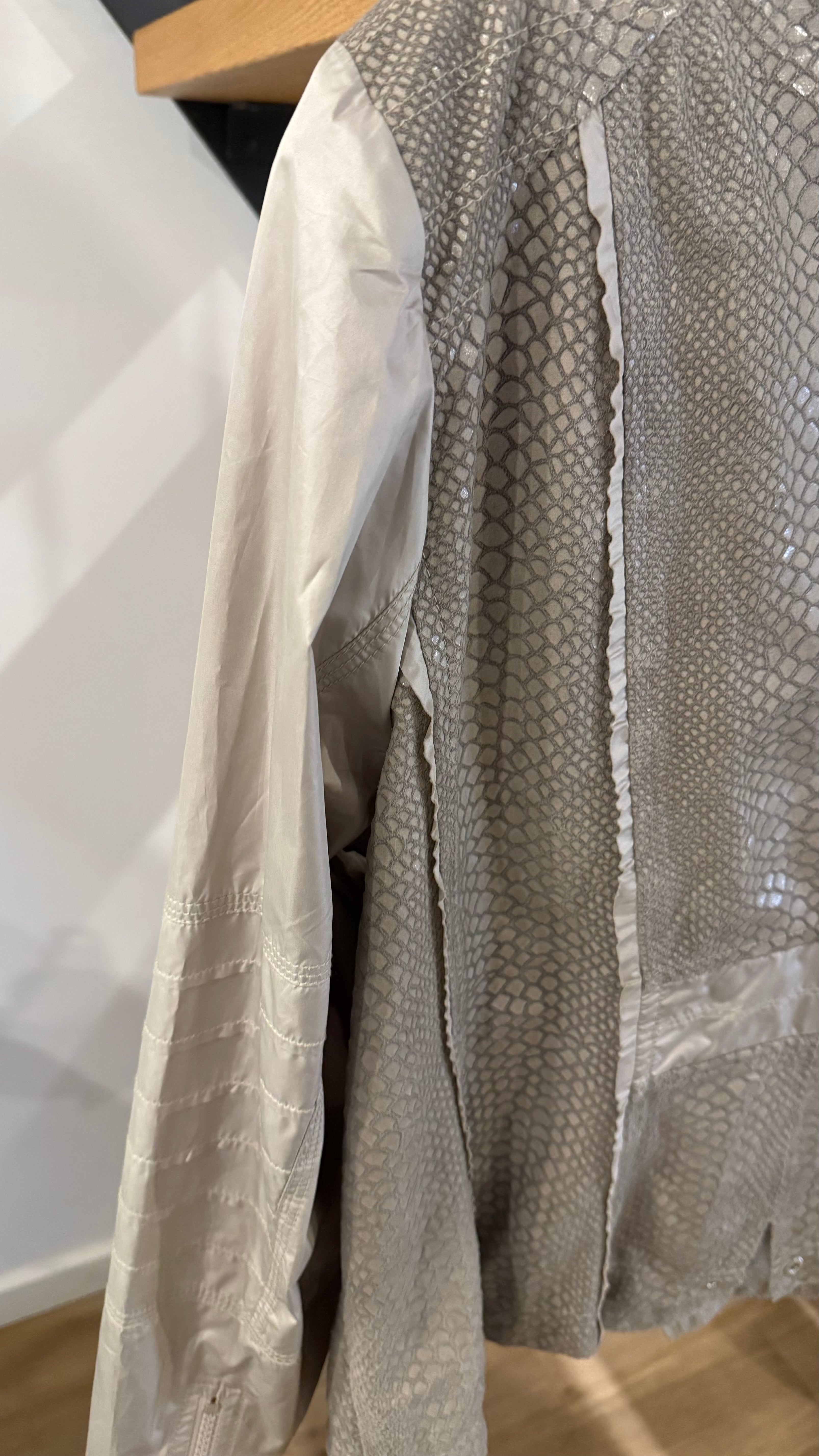Airfield Snake-Embossed Faux-Leather Biker Jacket Taupe M-L Very Good