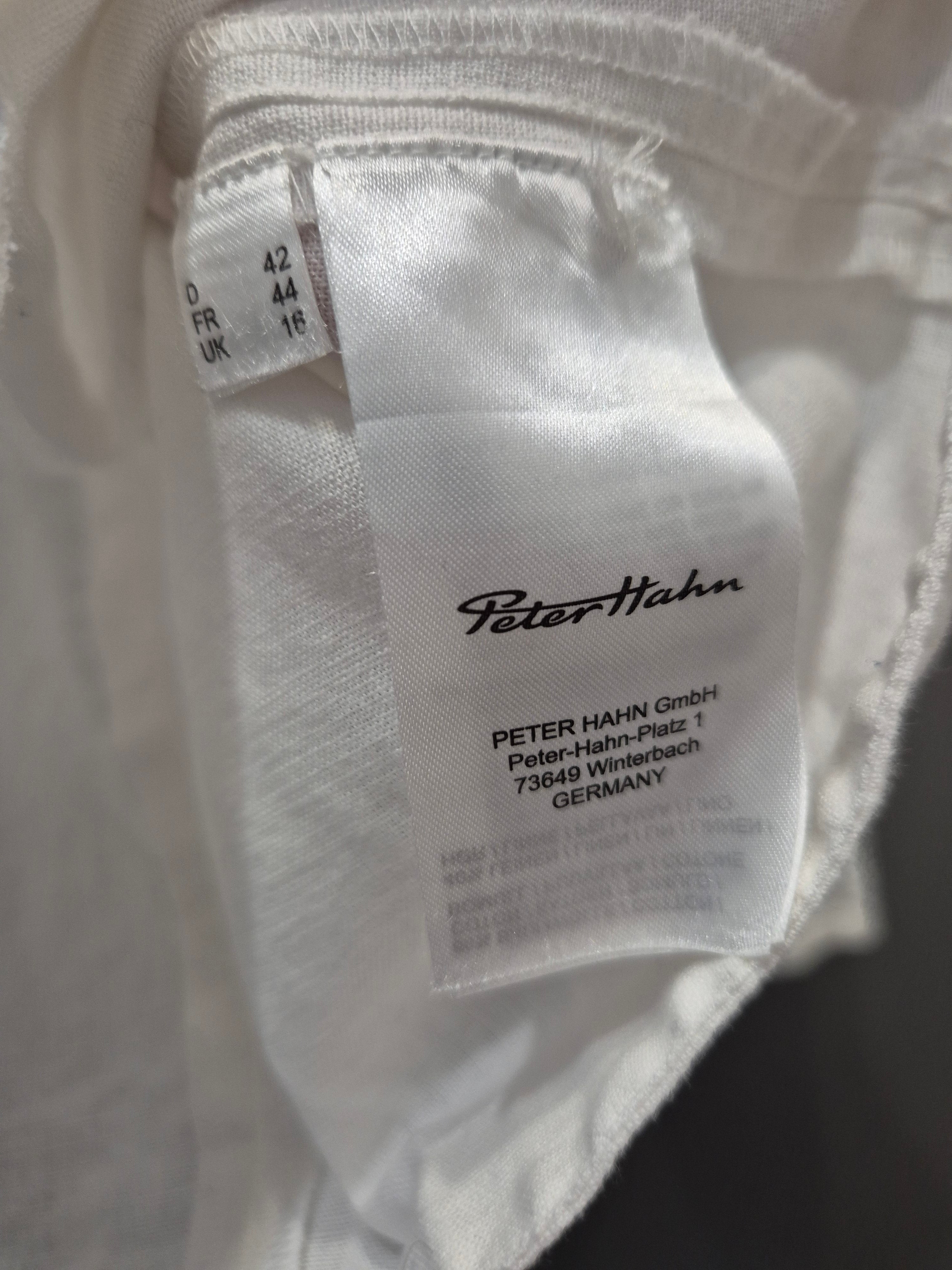 Peter Hahn Damen Bluse Weiß M, Baumwolle/Leinen, Sehr Gut, Lochstickerei