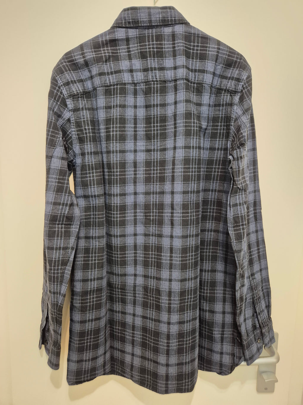 AllSaints Karo Flanellhemd Blau/Schwarz Gr. M | 100% Baumwolle | Sehr Gut