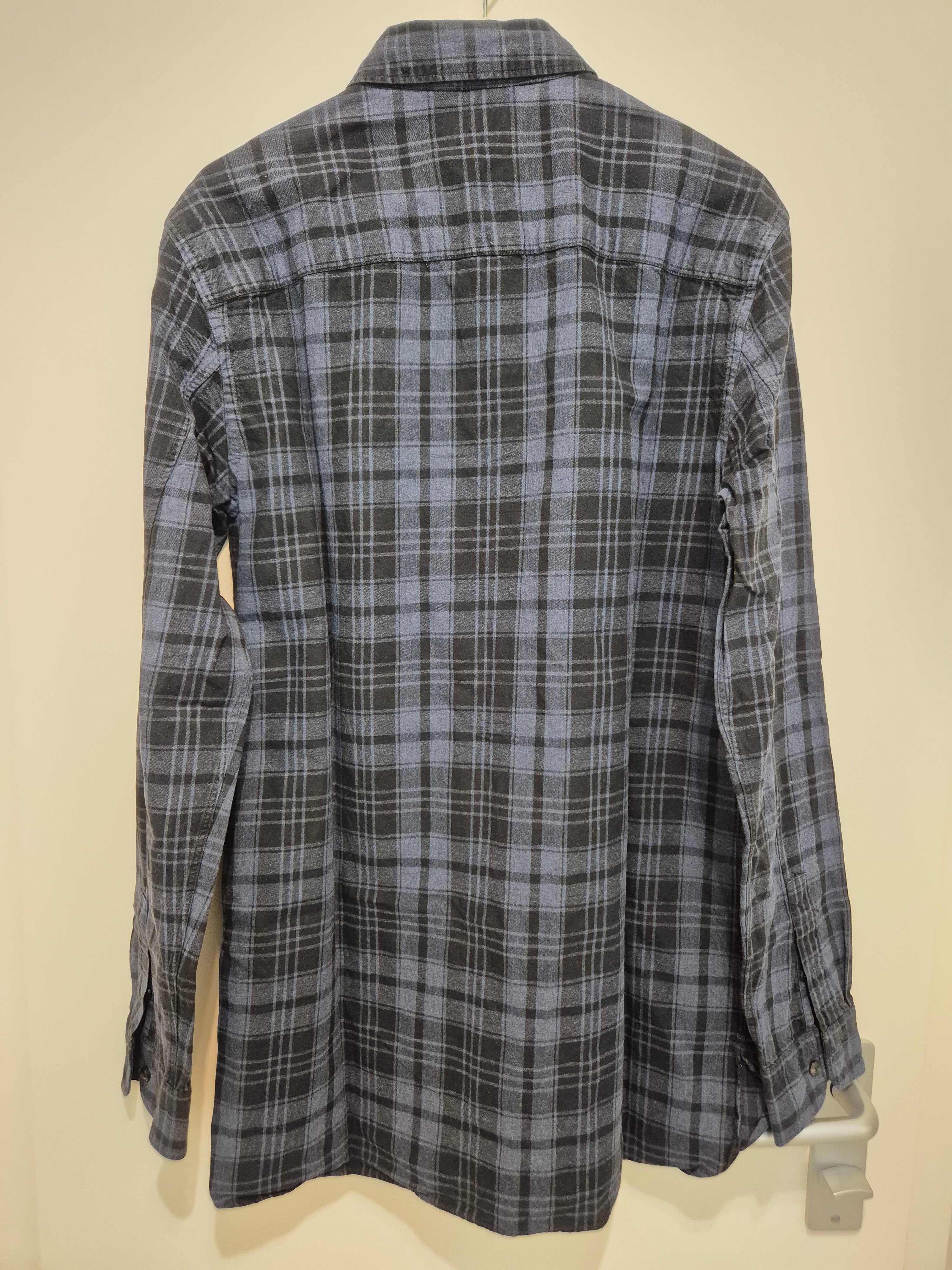 AllSaints Karo Flanellhemd Blau/Schwarz Gr. M | 100% Baumwolle | Sehr Gut