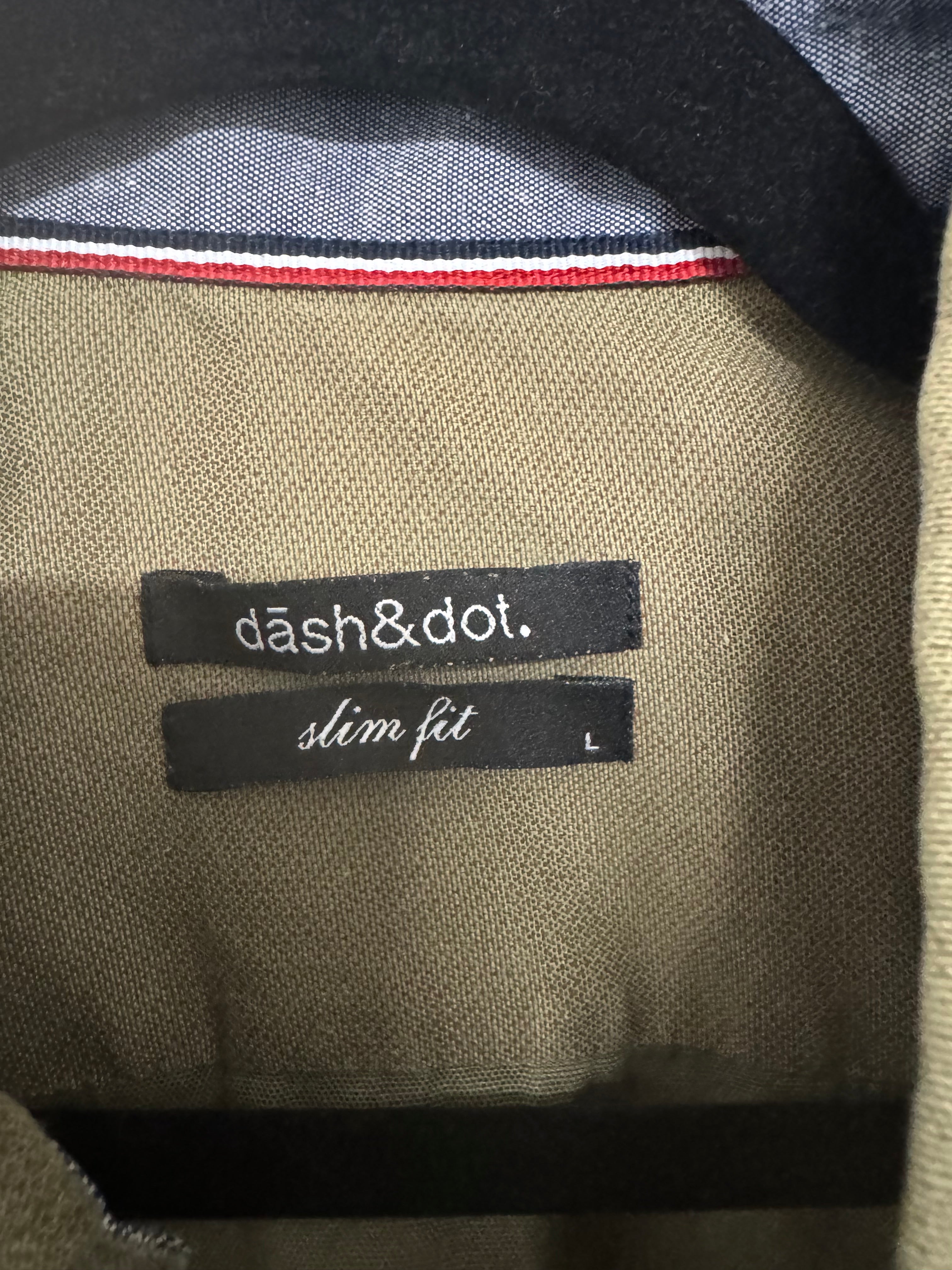 Beige Dash & Dot Slim-Fit Shirt, Size M, Cotton Blend, Normal Use