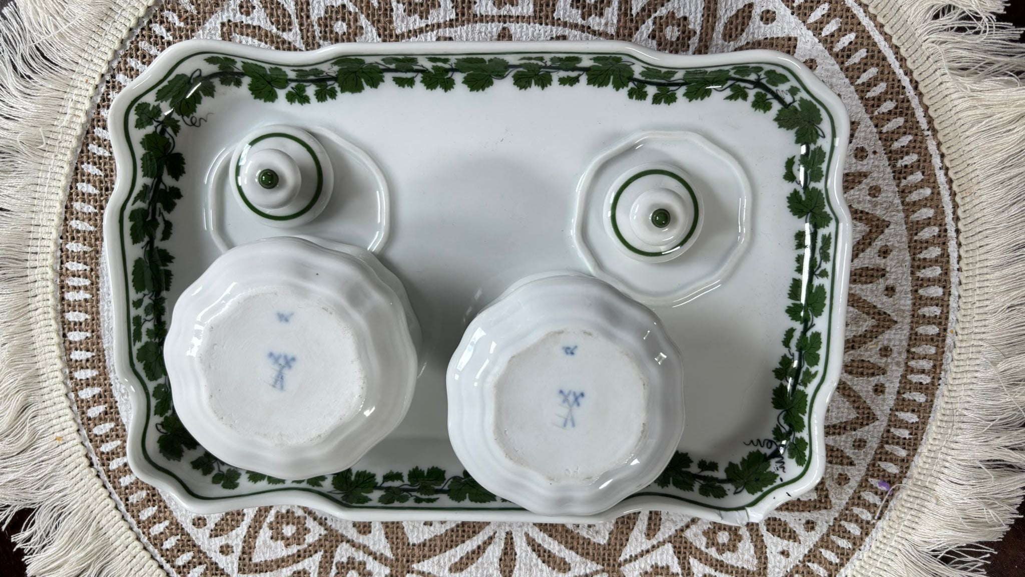 Meissen „Green Ivy“ 3-tlg. Gewürzset Porzellan, normal gebraucht