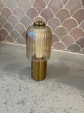 Neristan Kabellose LED Tischlampe | Messing & Glas | 28 cm | Art Deco | Top