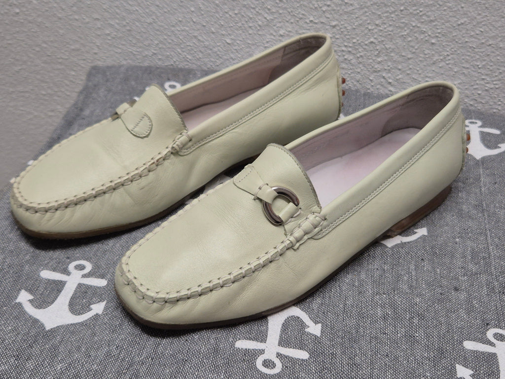 Sioux Damen Leder Mokassins / Loafer, Creme, Gr. 37.5, guter Zustand