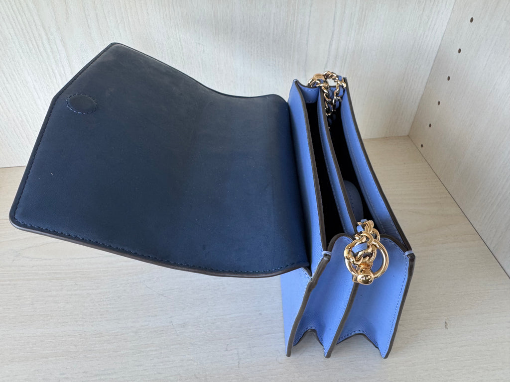 Tory Burch Robinson Convertible Shoulder Bag, Medium, Blue, Very Good
