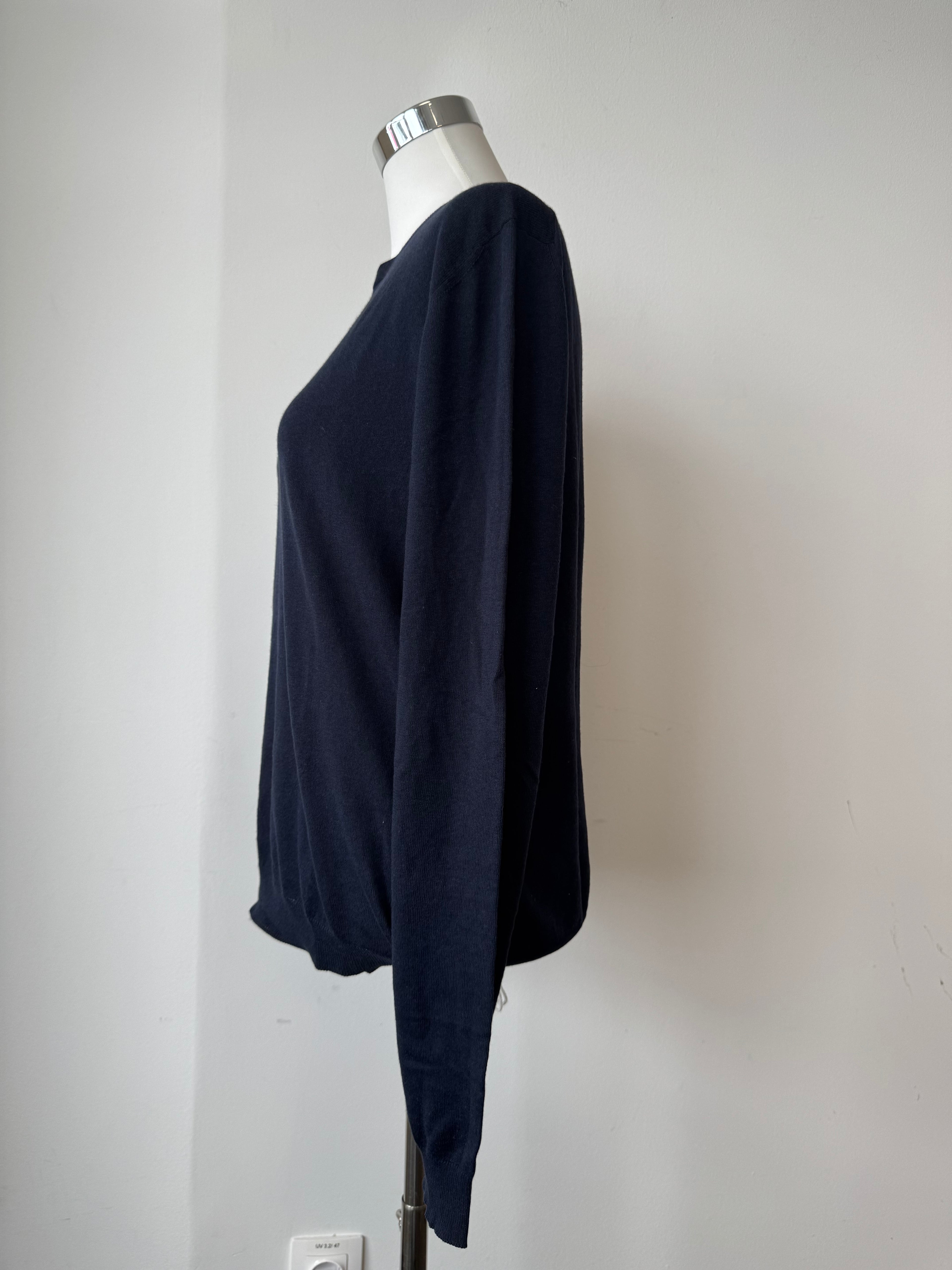 Prada Herren Pullover Navy Merino Wolle Rundhals Gr. 48 Gebraucht