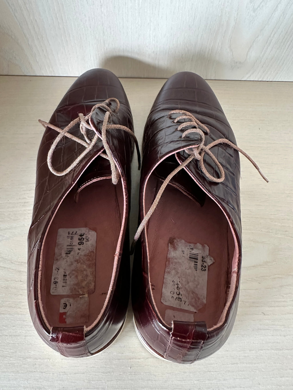 LLOYD Damen Schnürschuhe, Kroko-Prägung, Rot, Gr. 38,5, Sehr guter Zustand