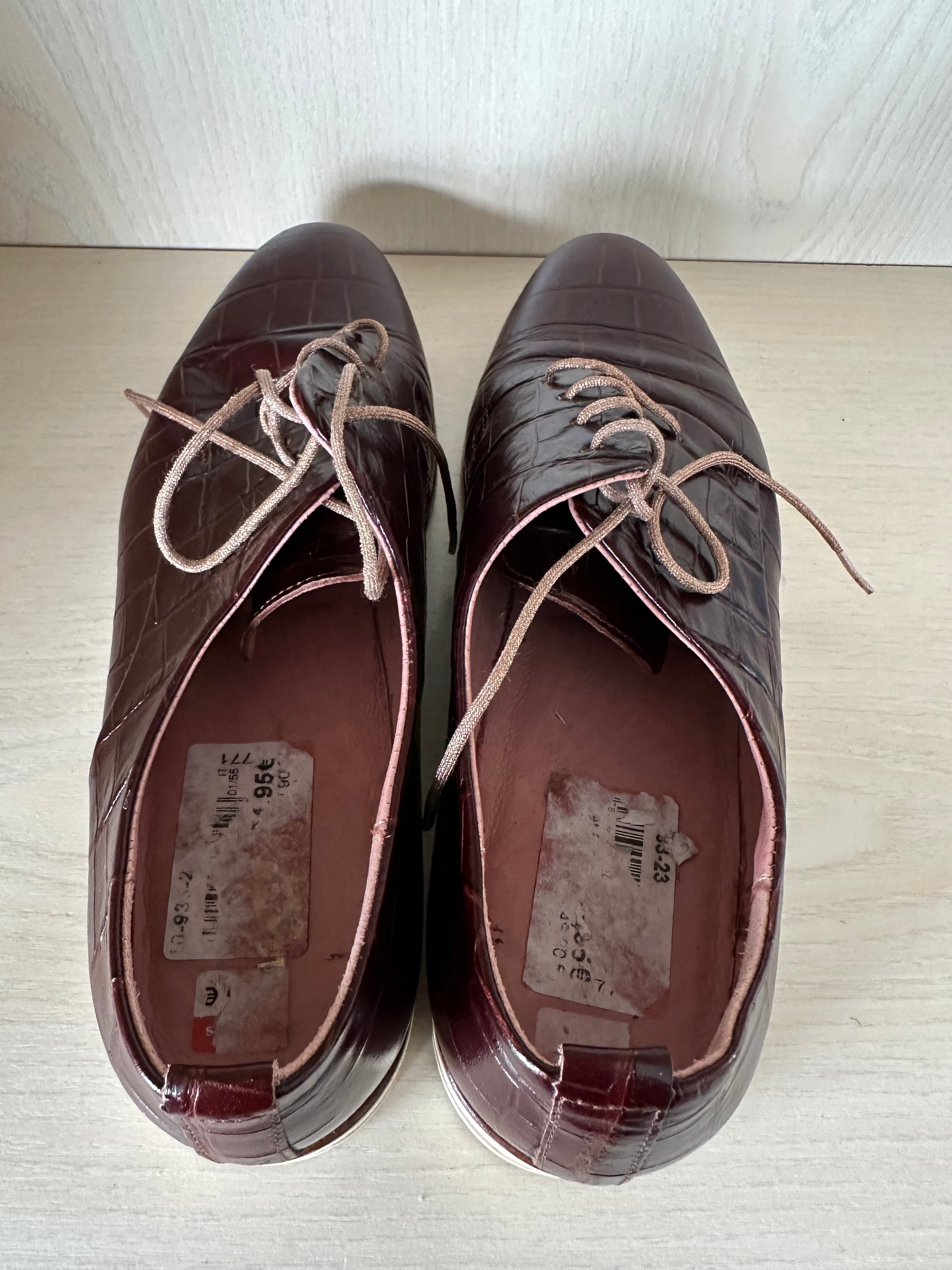 LLOYD Damen Schnürschuhe, Kroko-Prägung, Rot, Gr. 38,5, Sehr guter Zustand
